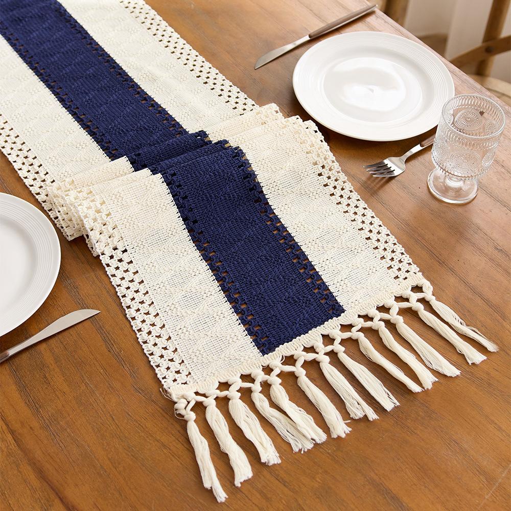 Cotton And Linen Table Flag Tassel Knotted Small Fresh Sage Green Festival Party Table Decoration Coffee Table Tablecloth Mat