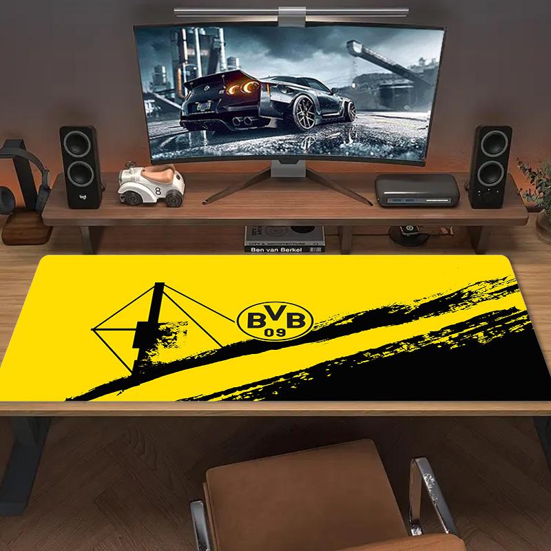 Borussia Dortmund Logo Farbe Mauspads Großes Gaming Tischkissen Rutschfest Laptop Tablet Großes Mauspads XXL Matte Mini PC Spielmatte Mit Verriegeltem Rand