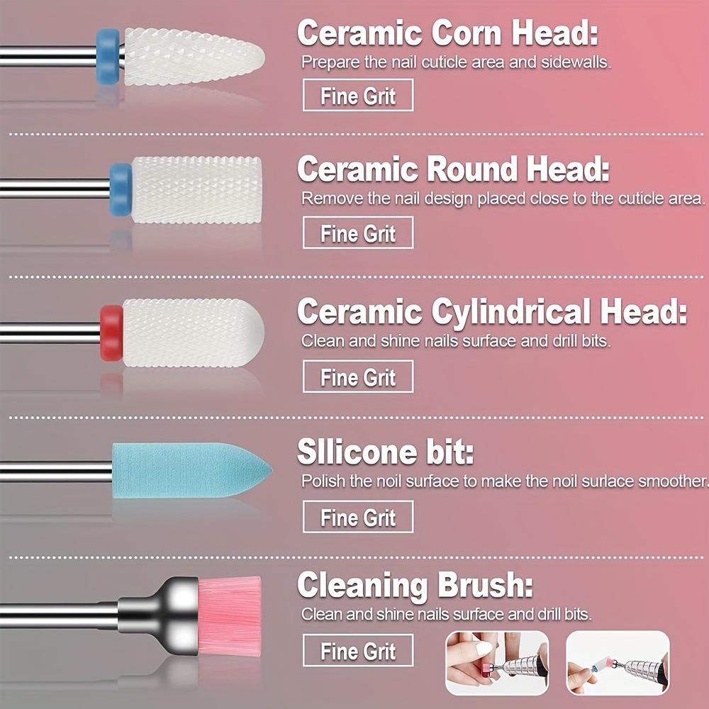 13Pcs Nail Drill Bits Set Ceramic Colorful Grinding Heads Professional Manicure Machine Accessories