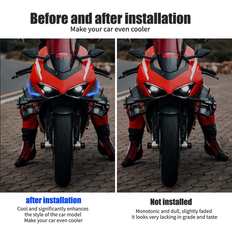 1 pair Motorcycle Front Side Wing LED Light Kit Aerodynamic Wing Lights Universal Spoiler Lamp Motorcycle Decorative Accessories