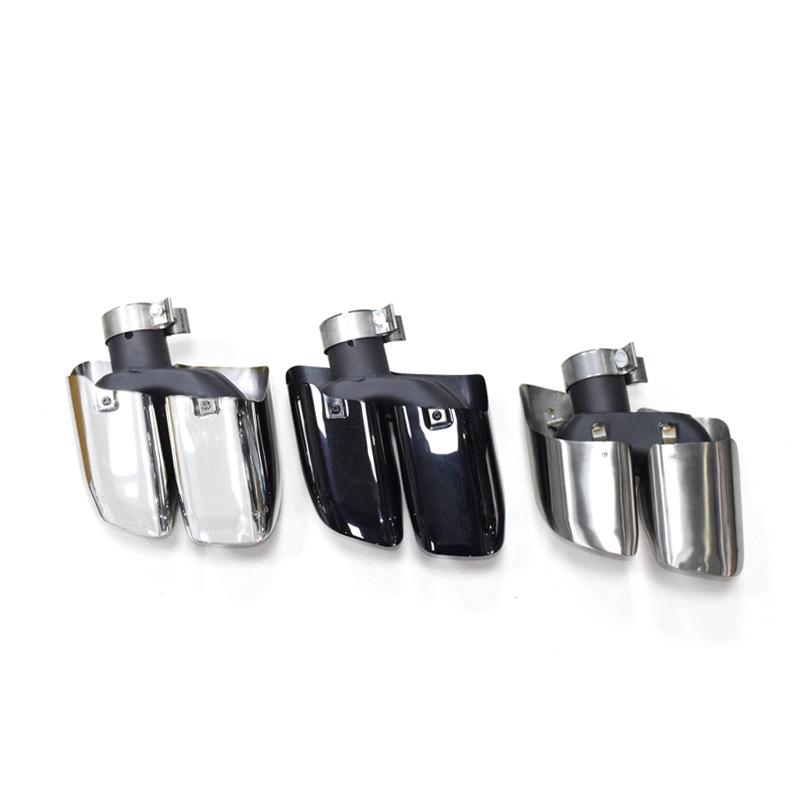 Black Titanium Mirror Silver Quad Exhaust Tips for 2014-2021 Porsche Macan/Cayenne Turbo