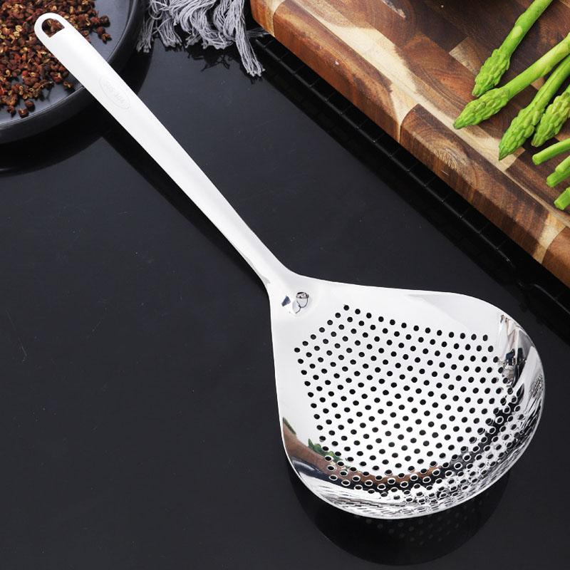 304 Stainless Steel Filter Spoon with Comfort Handle and Hanging Holes Strainer Skimmer for Kitchen Cooking Draining and Frying