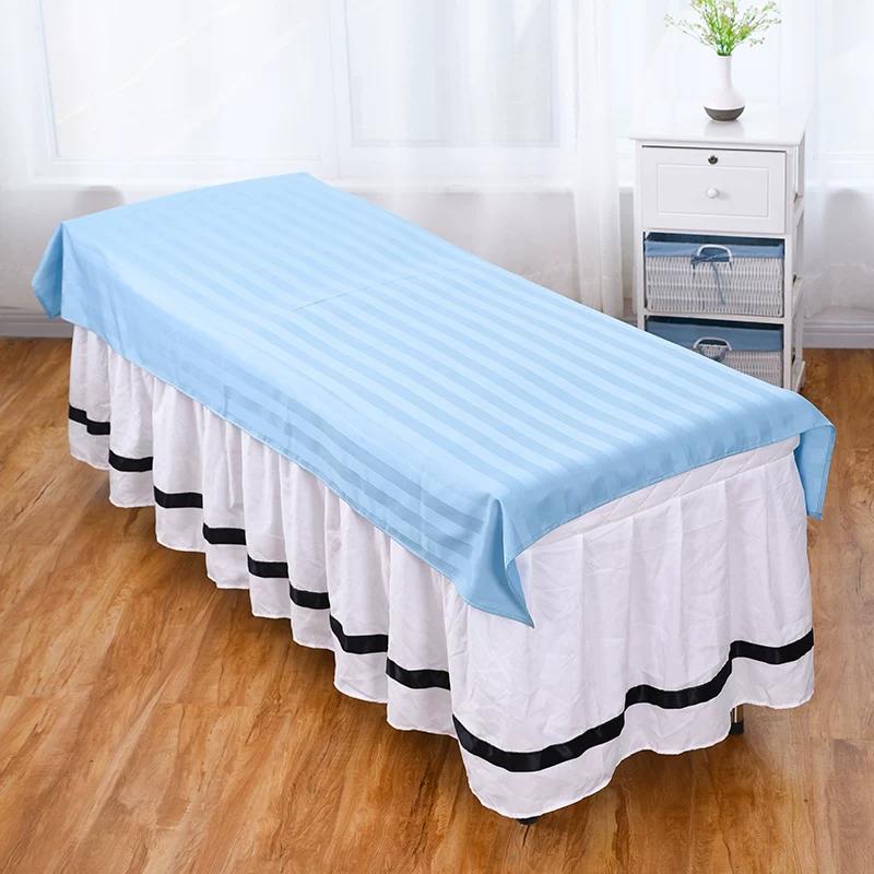 Silky Cotton Washable Wrinkle Resistant White Beauty Bed Sheet Beauty Salon Specific Single Piece Massage Bed Towel with Holes Easy To Dry Bedding
