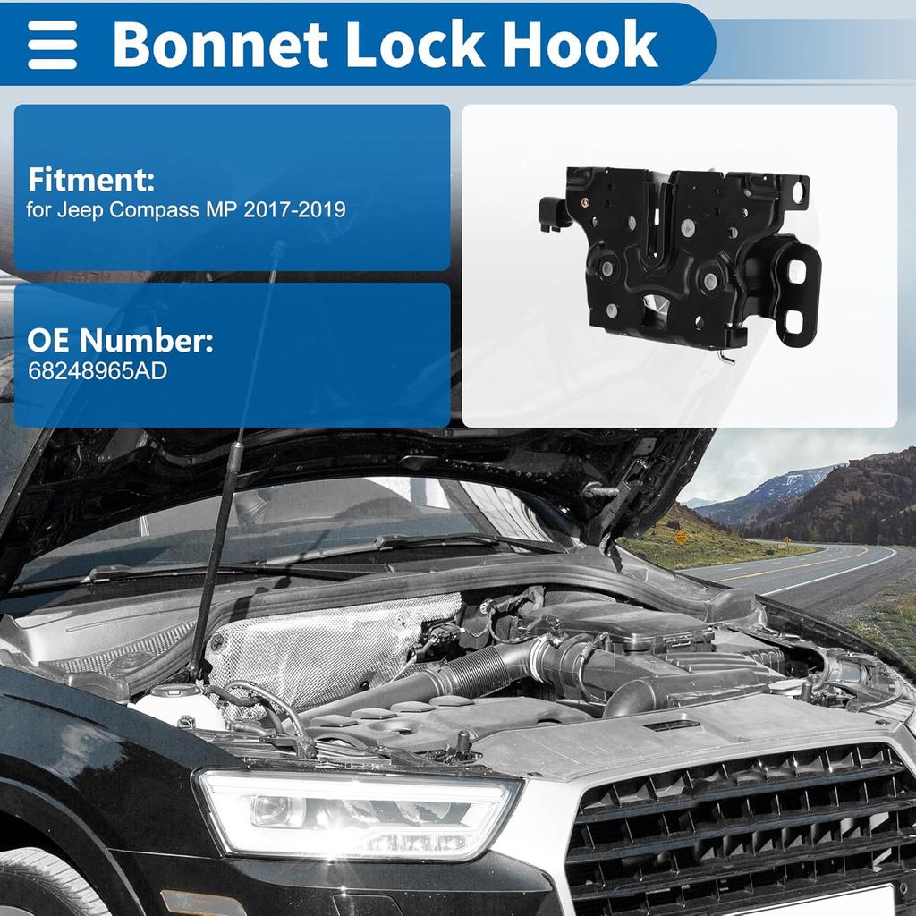Hood Latch Assembly for Jeep Compass MP 2017-2019 Engine Hood Latch Lock Release No.68248965AD 1 Pcs