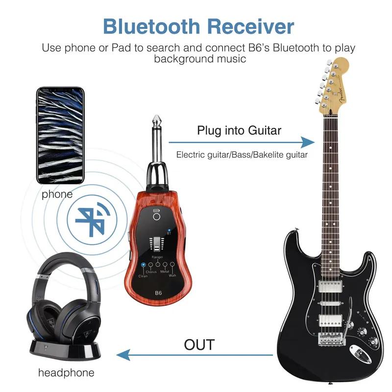 Quick-Charge Mini Amp - Lekato B6 0-100% In 1H W/5 Guitar Fx & Aux Input for Electric/bass (Ipx4 Splashproof)