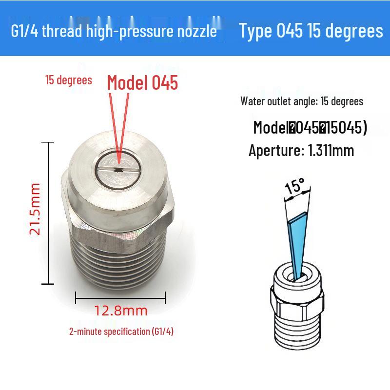 High-Pressure Stainless Steel G1/4 Nozzle for Industrial Cleaning and Dust Removal