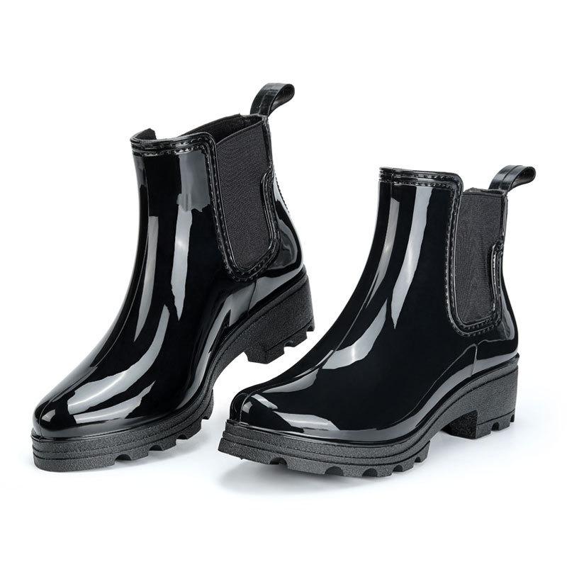 Fashion Chelsea Short Rain Shoes Women's Curve Elastic Rain Boots Non-slip Water Boots Rain Boots Adult Rubber Shoes
