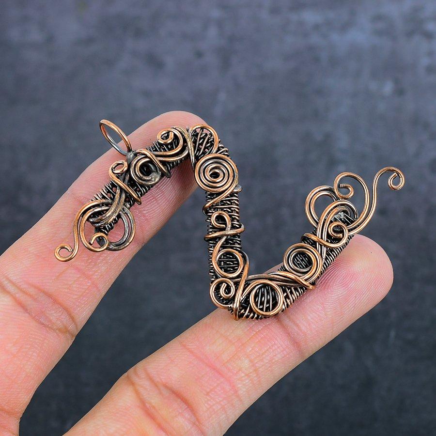 Z Look Gemstone Copper Wire Wrap Jewelry Pendant 2.17"
