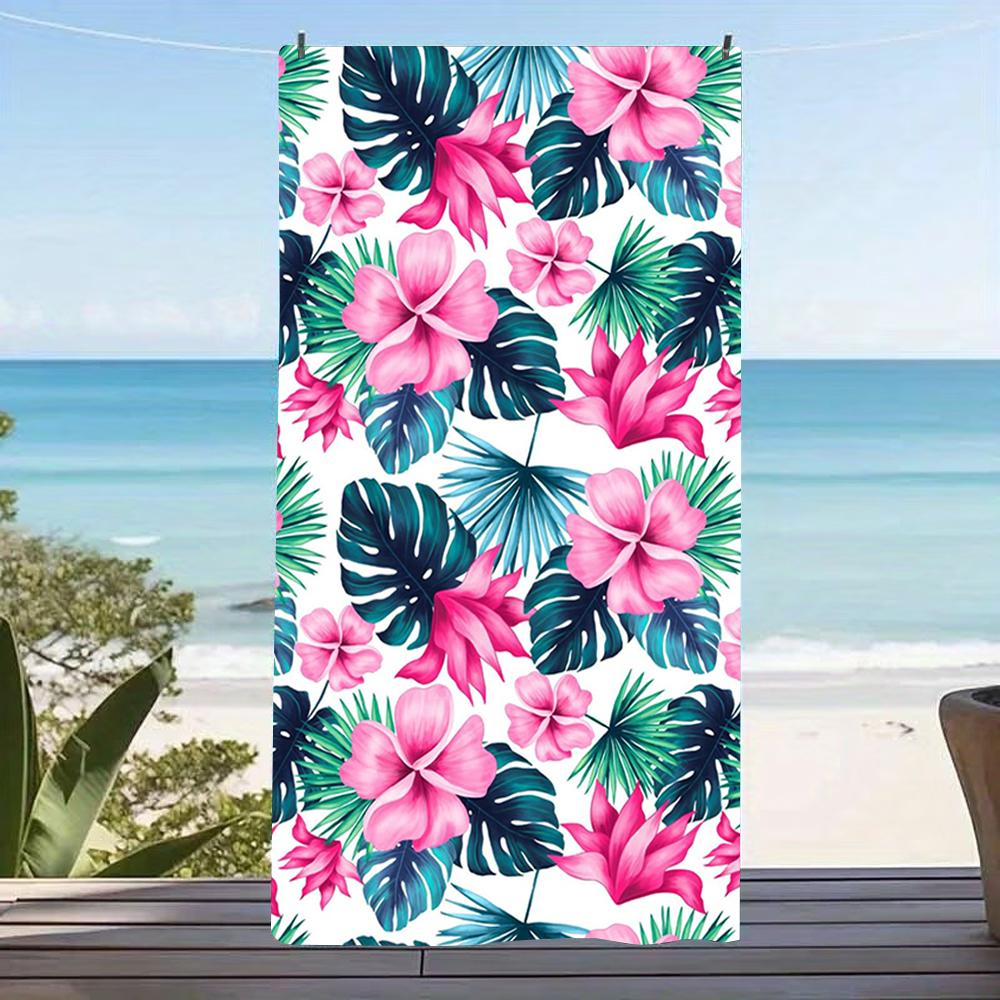Weißer Hintergrund Tropische Plumeria Strandtuch Hawaiianische Blumenkunst Handtuch Großartig für Pooltage und Familienausflüge