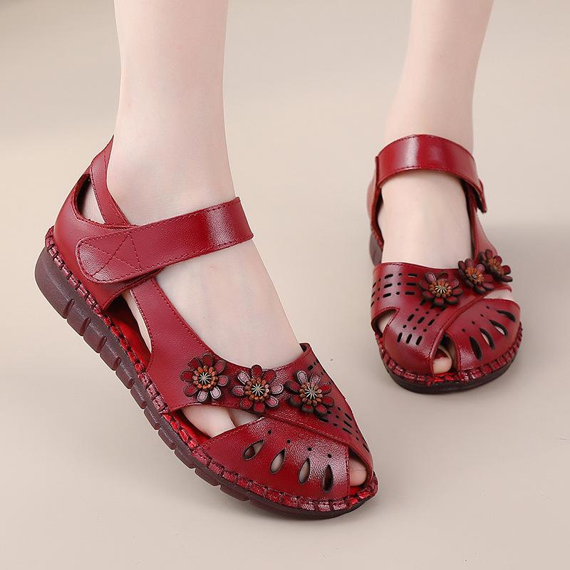 Summer New Retro Women Leather Shoes Slip On Flat Shoes Soft Sole Vintage Shoes Woman Flats New Loafers