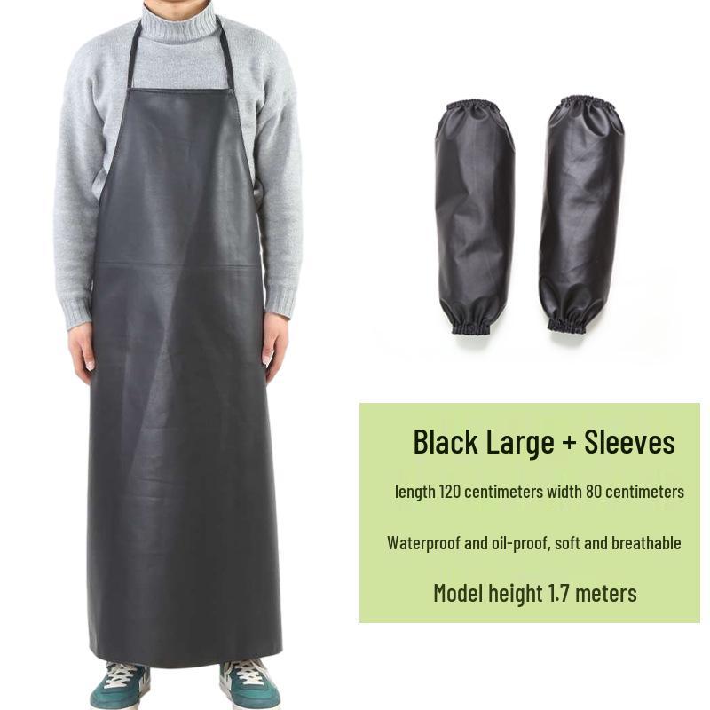 Men's Waterproof & Oil-Proof Leather Apron - Durable, Wear-Resistant, Long-Style for Cooking & Household Tasks