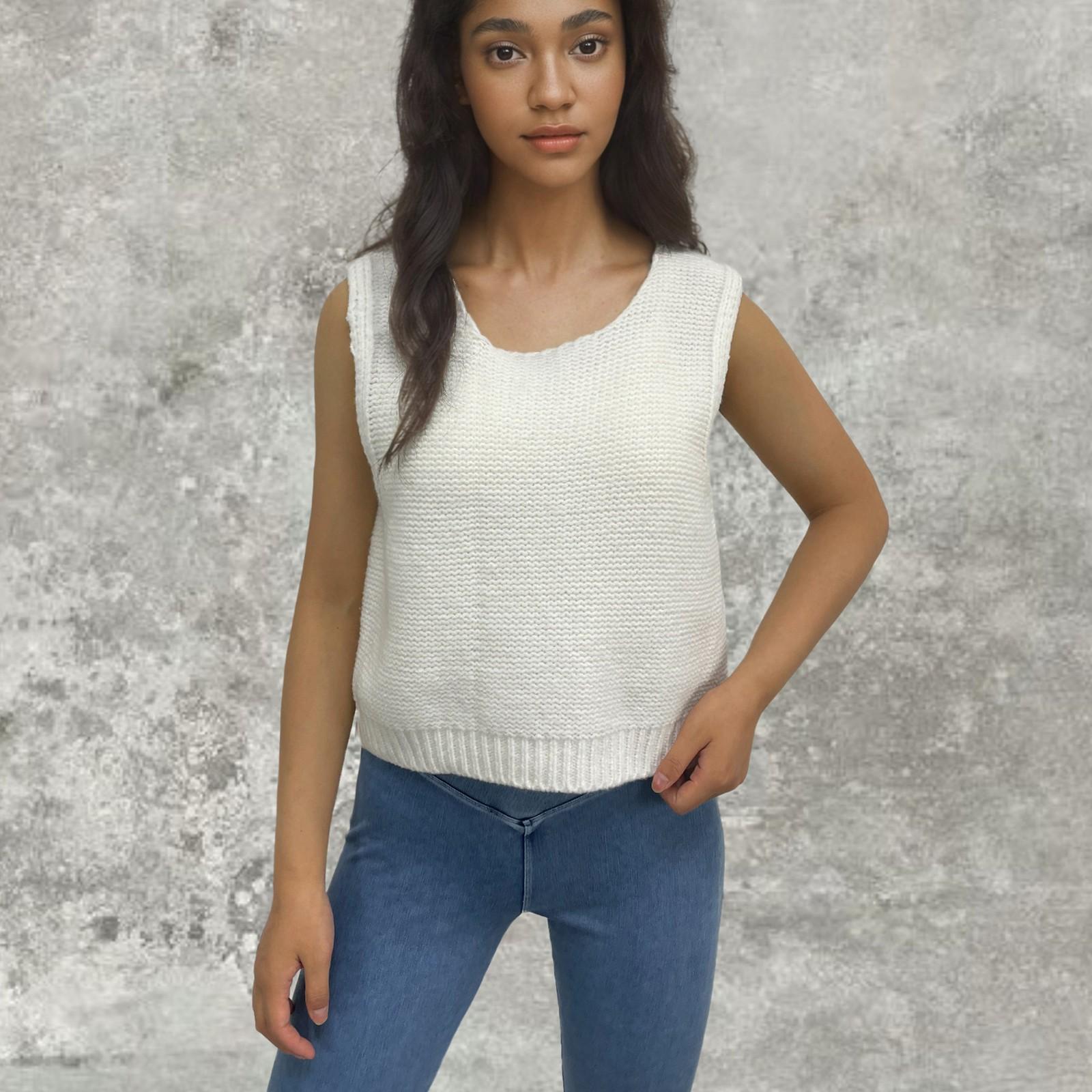 

Женский жилет без рукавов с бантом от Foreign Trade, модный свитер, куртка, топ S белый