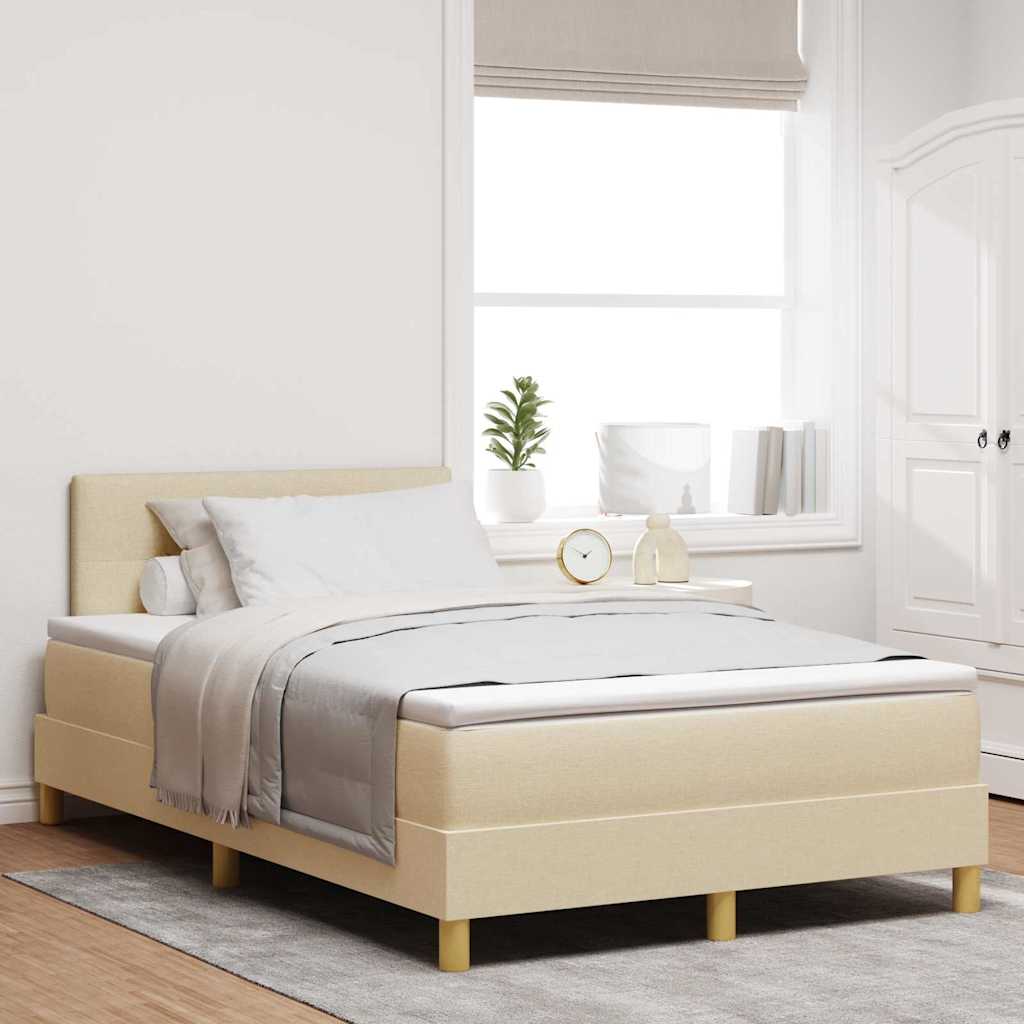 Box Spring Bed with Headboard Cream 120 x 200 cm Fabric