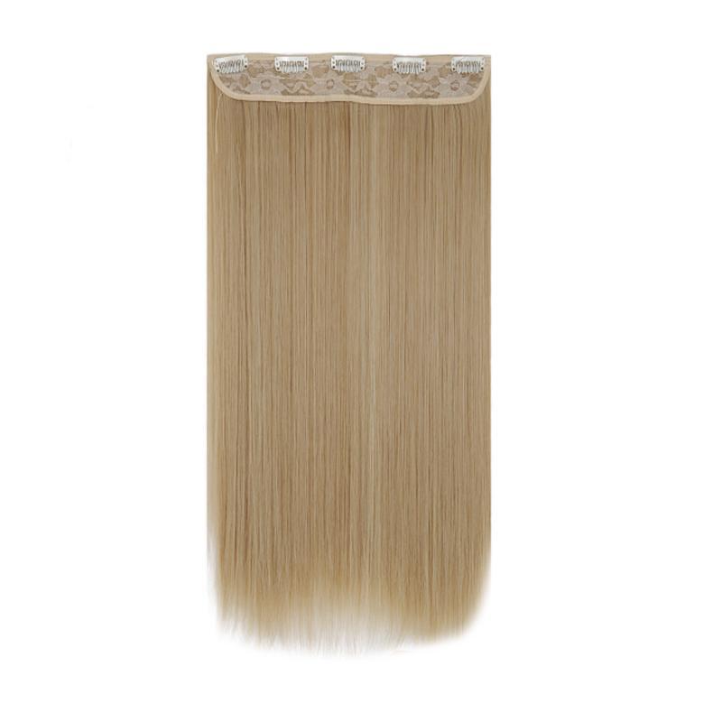 MISS WIG Synthetic 5 Clips In Hair Extensions Long Straight Natural Golden Brown Or Dark Clip In Hair Extensions For Women Daily Hair