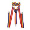 Rainbow Stripe Brace Bowtie Set Stage Performances Accessory Elastic Band Necktie School Event Outfit Decoration