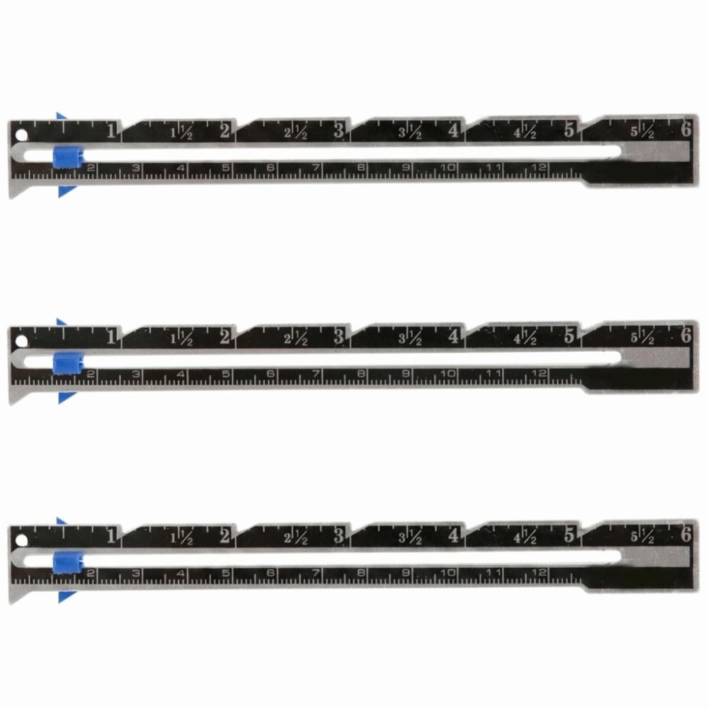 3pcs Black Sewing Ruler Sliding Gauge Quilting Gauge Durable Cloth Measuring Tool For Knitting