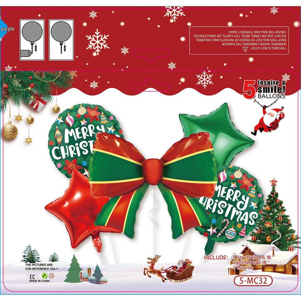 Weihnachtsballon-Set: Zuckerstange, Rentier, Lebkuchenmann & Kranzbogen für Partys