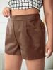 Leather Pants Brown Women Wear Designer Cocktail Party Shorts Stylish Genuine