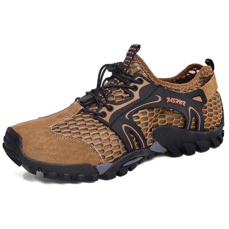 2024 Breathable Waterproof Hiking Shoe Men Suede Mesh Outdoor Sneakers Rock Climbing Shoes Man Sport Quick-dry Shoes
