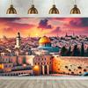 Background Flag 1 Piece, Jerusalem Sunrise Golden Dome Background Fabric Wall Decoration, Polyester Fiber Wall coveringDJH