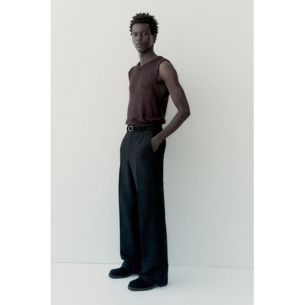 

H M Wool Blend Textured Pants Black 46