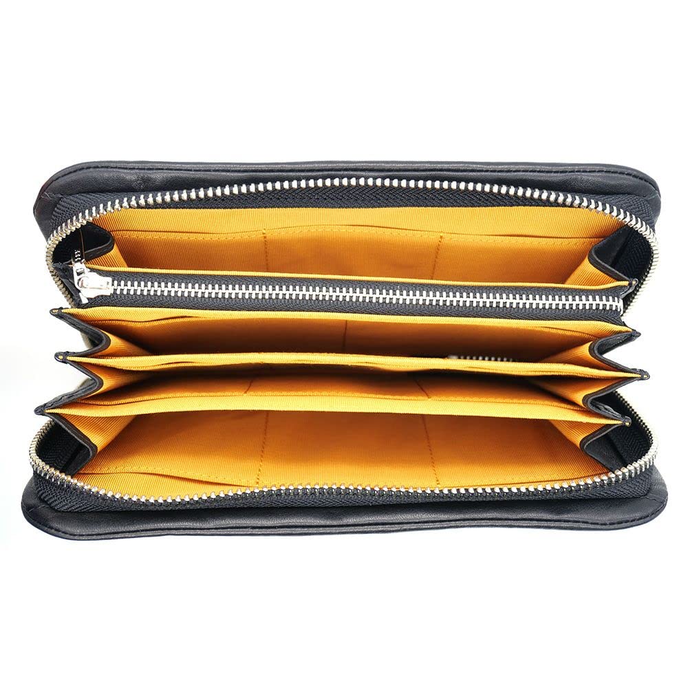 [Wachifield] Dayan the Cat Genuine Leather Super Soft Chip Long Wallet Black