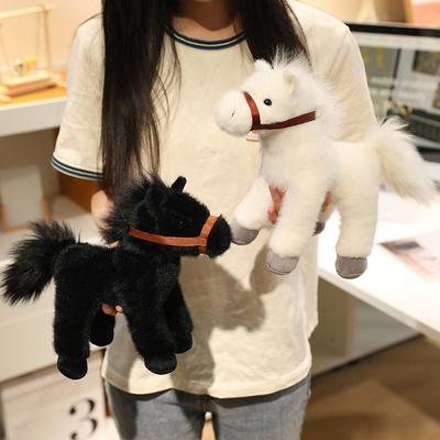 Cute Simulation Pony Doll Plush Toy White Horse Black Horse Doll Girl Bag Keychain Pendant Cloth