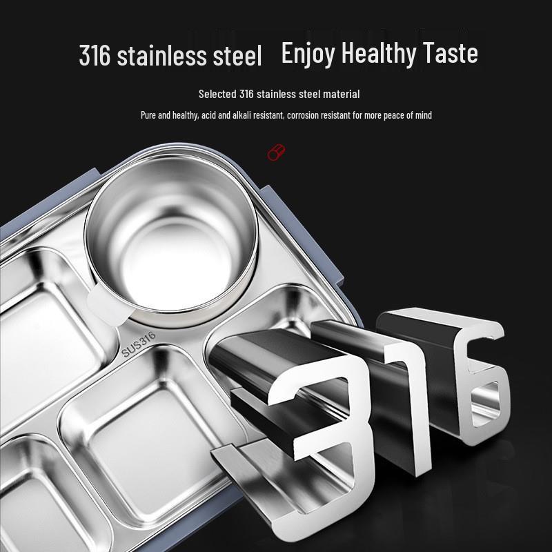 Lunch Box Isolato Extra Large in Acciaio Inossidabile 316 Adatto al Microonde per Studenti e Lavoro