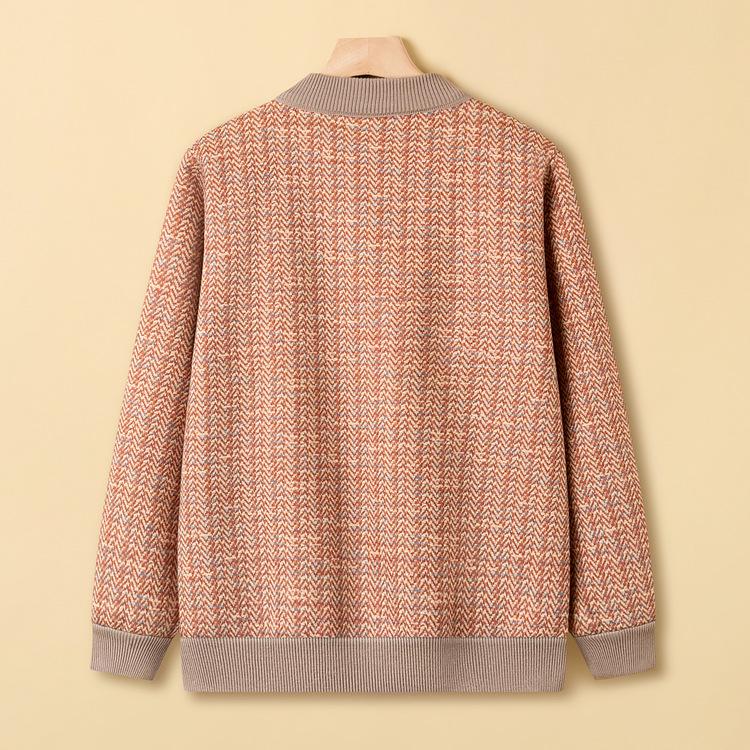 Middle-aged and Elderly Grandmothers Wear Sweaters, Clothes, Mom's Spring and Autumn Thin Zipper Coat, Casual Sweater Cardigan Woman