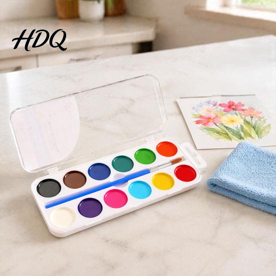 Colorful Painting Enlightenment Watercolor Paint Set Portable Washable Solid Palette Bright Safe for Kids Colors Pigment Kit And Beginners