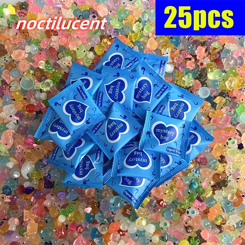 

25/50pcs Glow In The Dark Mini Resin Animals & Mushroom Blind Bags Fairy Garden Decor Micro Landscape Birthday Gift
