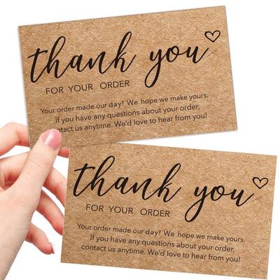 50-Pack Retro Kraft Paper Thank You Greeting Cards for Holiday Gifts