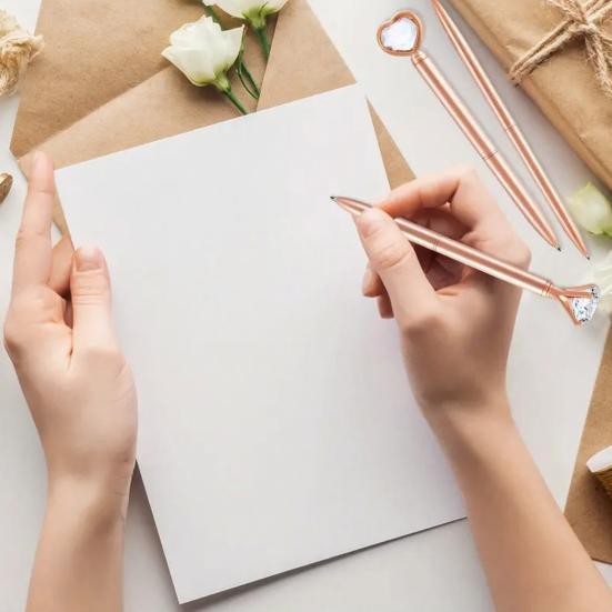 Metal Diamond Ballpoint Pen 5PCS Pens, with Sparkling Rhinestone Decor, Luxury Glitter Writing Smooth Press Mechanism Pen, for Kids Adults Stationery