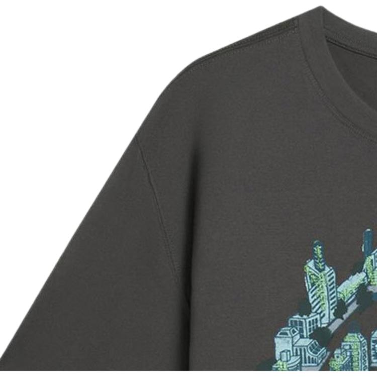 Li-Ning Badfive All-Out War Series SS22 Abstract Front Print Round Neck T-Shirt Men Tops Gray AHSS735-5