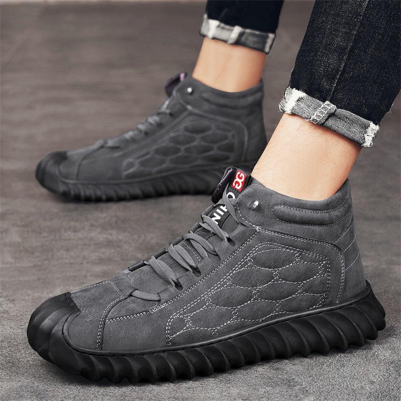 

Men s shoes 2025 new winter large cotton shoes men s velvet warm fur integrated non-slip dad cotton leather shoes high-top shoes 44 серый