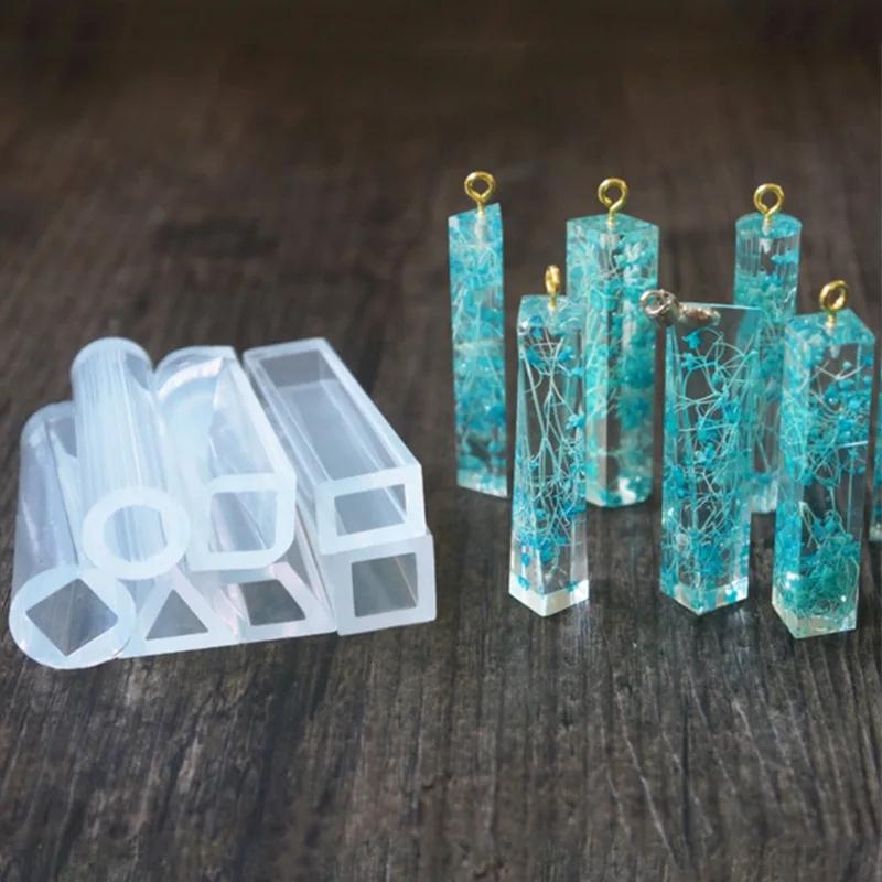 10pcs Necklace Pendant Silicone Mold for Jewelry Resin Square Cylinder Jewelry Making Tool UV Epoxy Resin Molds Keychain Mold