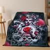 Gothic Skull Dead Girl Cartoon Horror Flannel Blanket Soft Warm Throw Blanket for Bedroom Living Room Bed Travel Camping Picnic