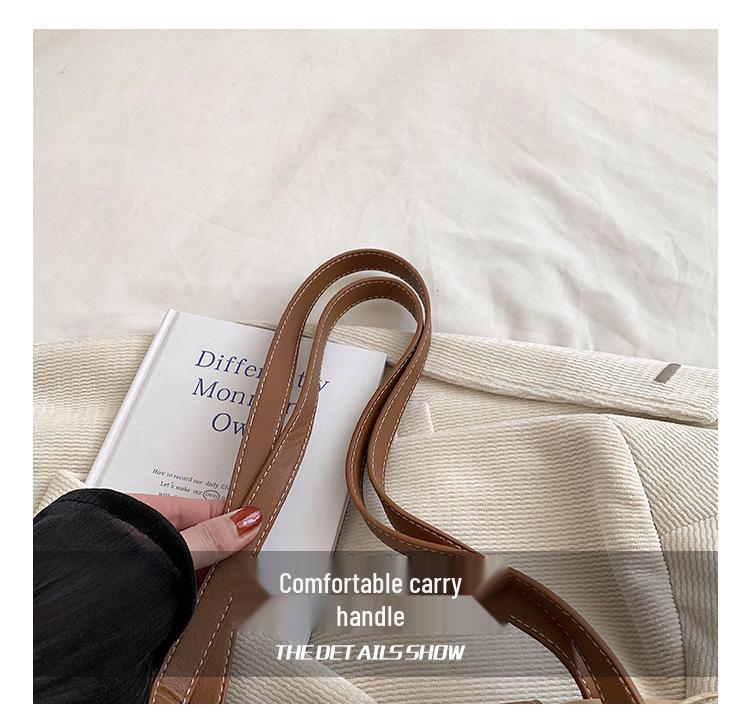 Plážová taška ve stylu Korean s velkou kapacitou a slámou - Všestranná pletená taška pro ženy