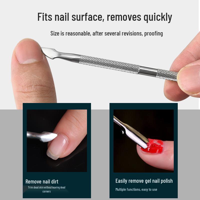 Stainless Steel Nail Art and Cuticle Pusher: Ideal for Removing Dead Skin and Gel Polish.
