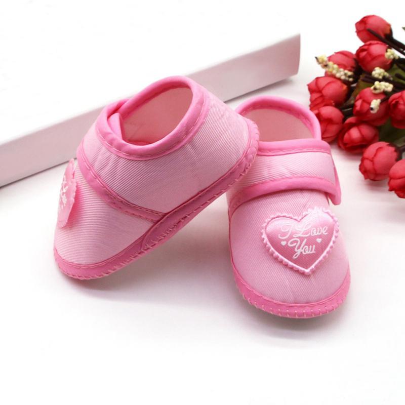 Newborn Soft Silk Cloth Shoes Baby Heart Pattern Casual Shoes Soft Sole Infant Toddler Shoes 0-18M
