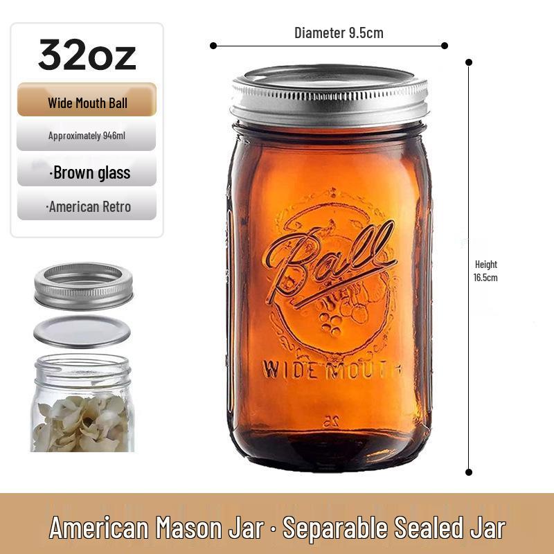 Zavařovací sklenice Mason Jar s víčkem na ovesnou kaši, džem a nápoje - Retro americký styl