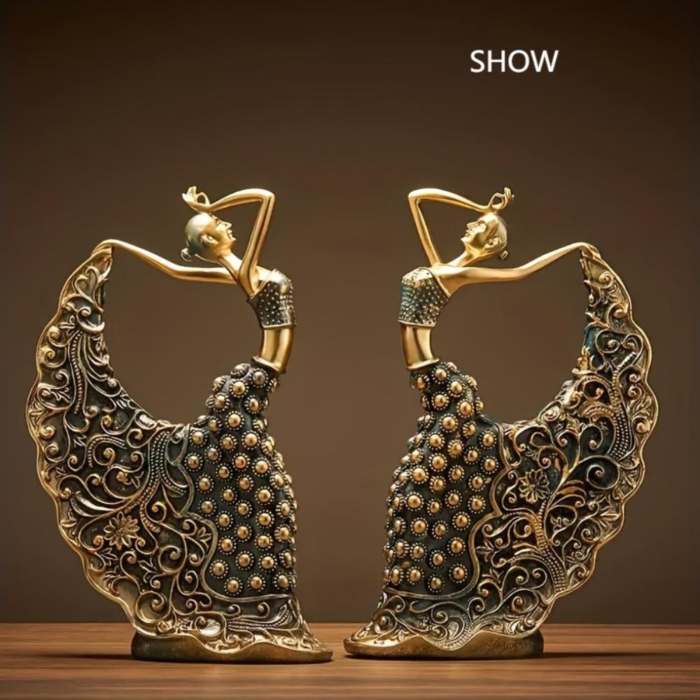 1Pcs Vintage Resin Peacock Dancer Statue, Handmade Craft, Home Decor For Wedding Room Living Room, Christmas Holiday Gift