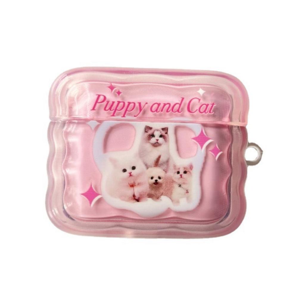 Hanfeng ins semi-transparent powder Meow Meow airpodsPro2 Apple earphone case 2nd generation wavy earphone case