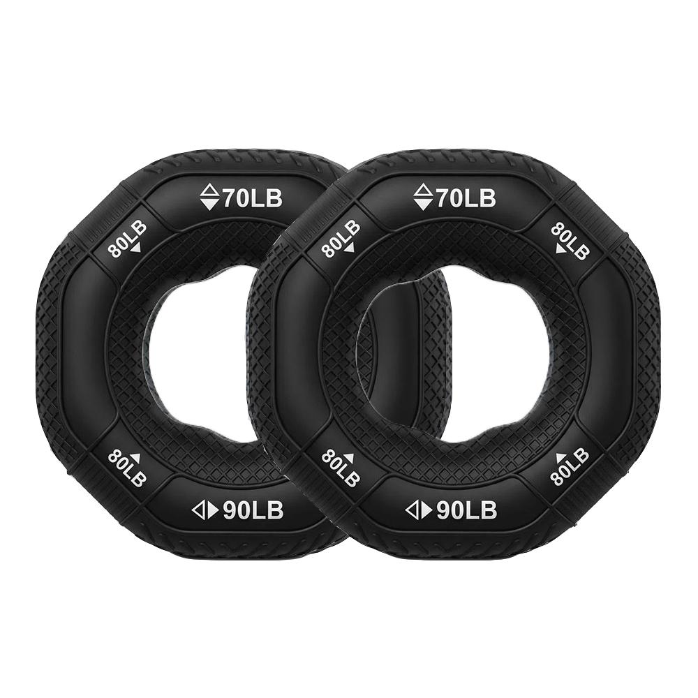 KEBIDU Silicone Réglable 20-90LB Poignée de Main Exercice de Force du Bras Anneau de Serrage Fitness Salle de Sport Doigt Avant-Bras Entraîneur Expandeur Carpien 2pcs 70-90LB black