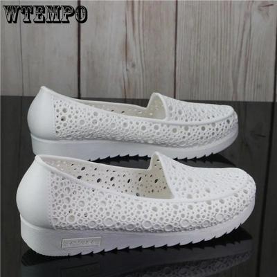 Women's Soft Sole Hollow-out Spring Summer Large Size Shoes Solid Color Anti Slip Casual Work Beach Shoes