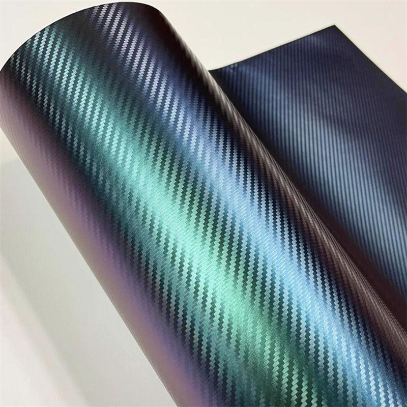 3D Car Interior Accessories Panel Chameleon Carbon Fiber Vinyl Wrap DIY Sticker Purple Green GZW