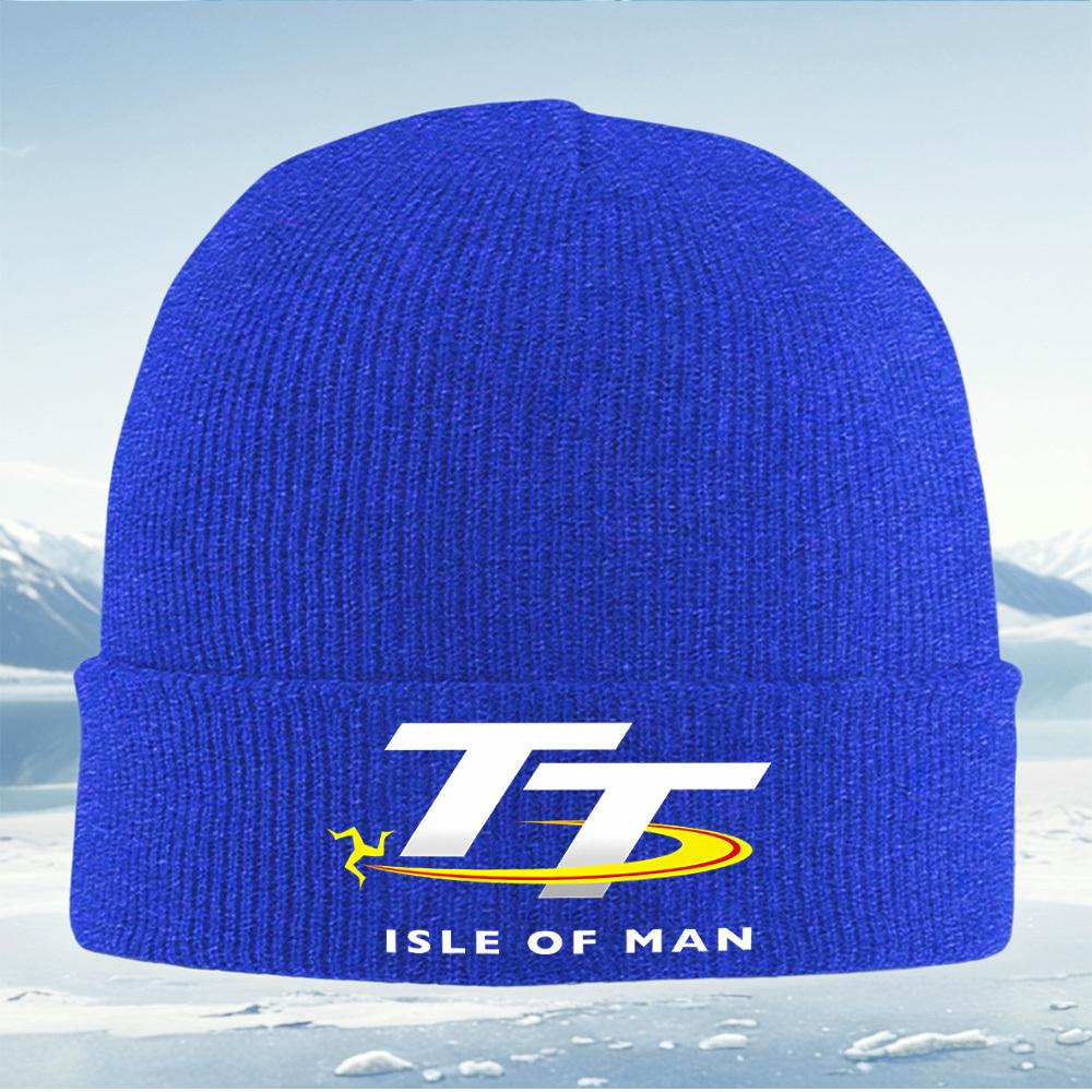 Logo de course TT Isle of Man Chapeau tricoté unisexe pour homme et femme Bonnet Casquette Pull Hiver Thermique Chaud Noël Extérieur Vélo Randonnée Sk