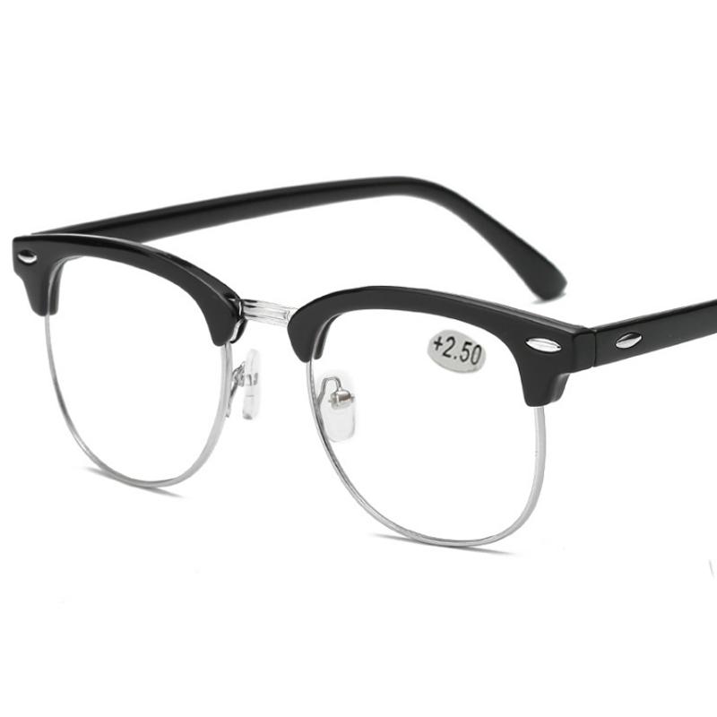 Metal Half Frame Reading Glasses Presbyopic Male Female Far Sight Glasses With Strength +0.5 +0.75 +1.0 +1.25 To +4.0