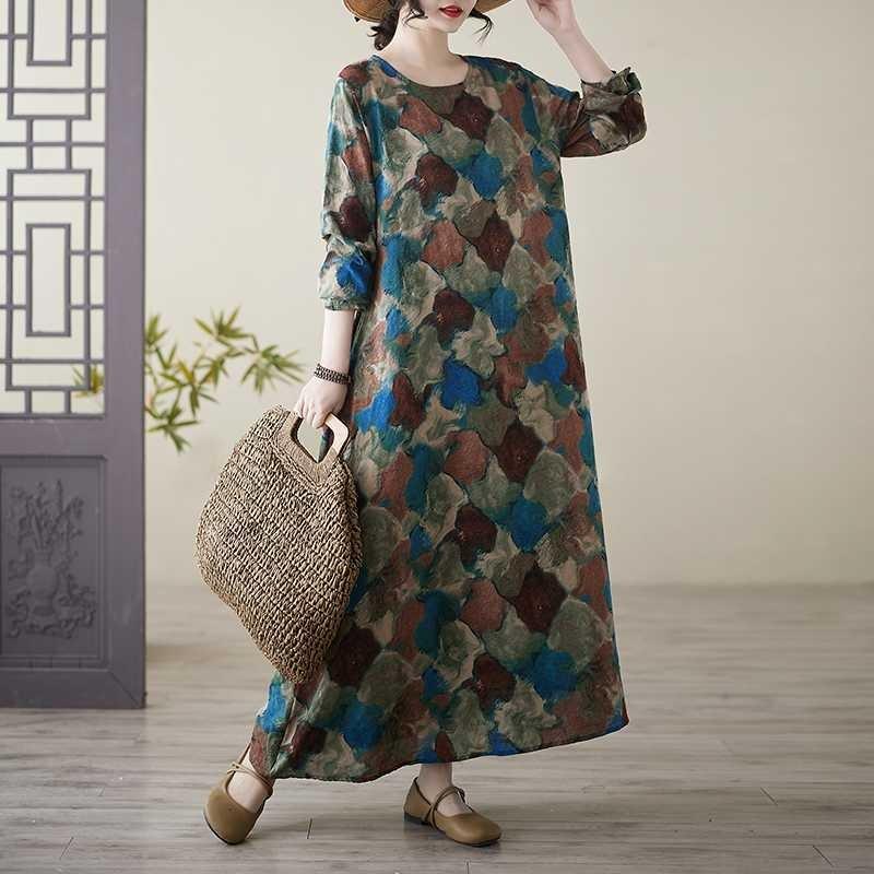 Rundhals Großes Langarmkleid