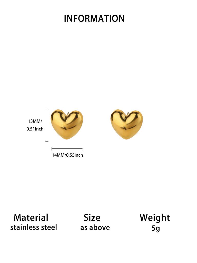 Stainless Steel Heart Stud Earring for Women 18K Gold-plated Earring Summer Vacation Wedding Jewelry Festival accessories Gifts